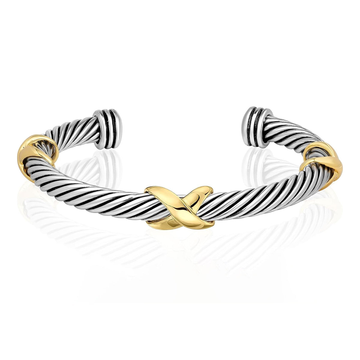 Cable Wire Bracelet-Two Tone Twisted Bangle Cuff Knot Vintage Bracelet Jewelry