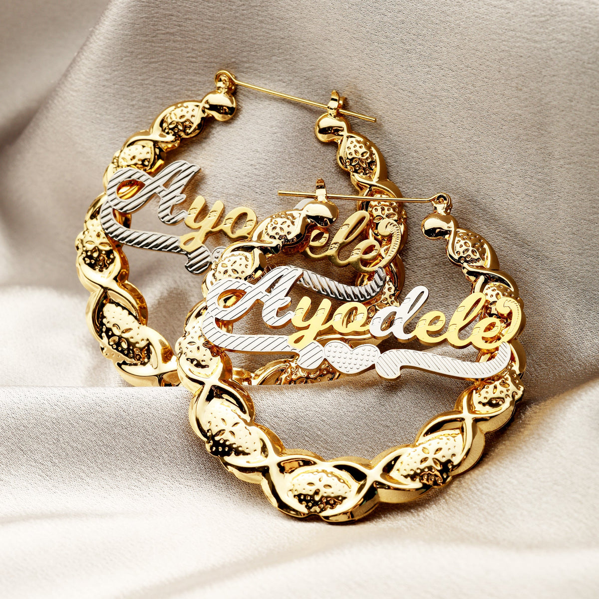 Heart shaped name earrings