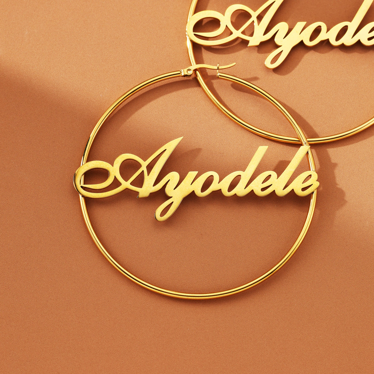 Large Hoop Name Earrings