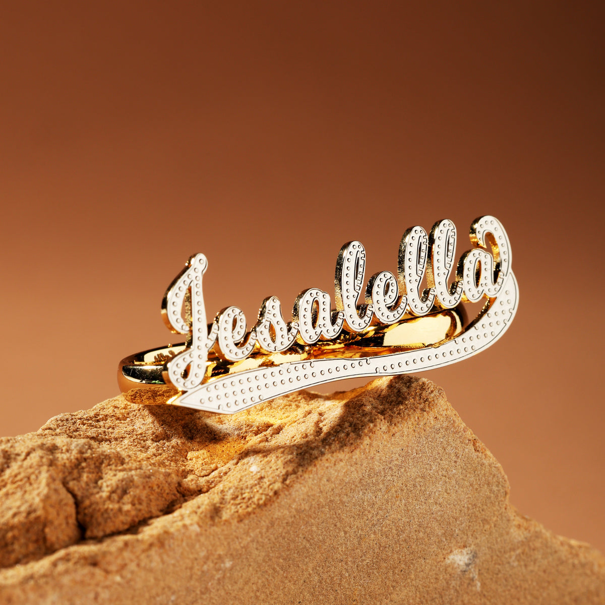 Custom Two-Finger Name Ring - Personalized Design