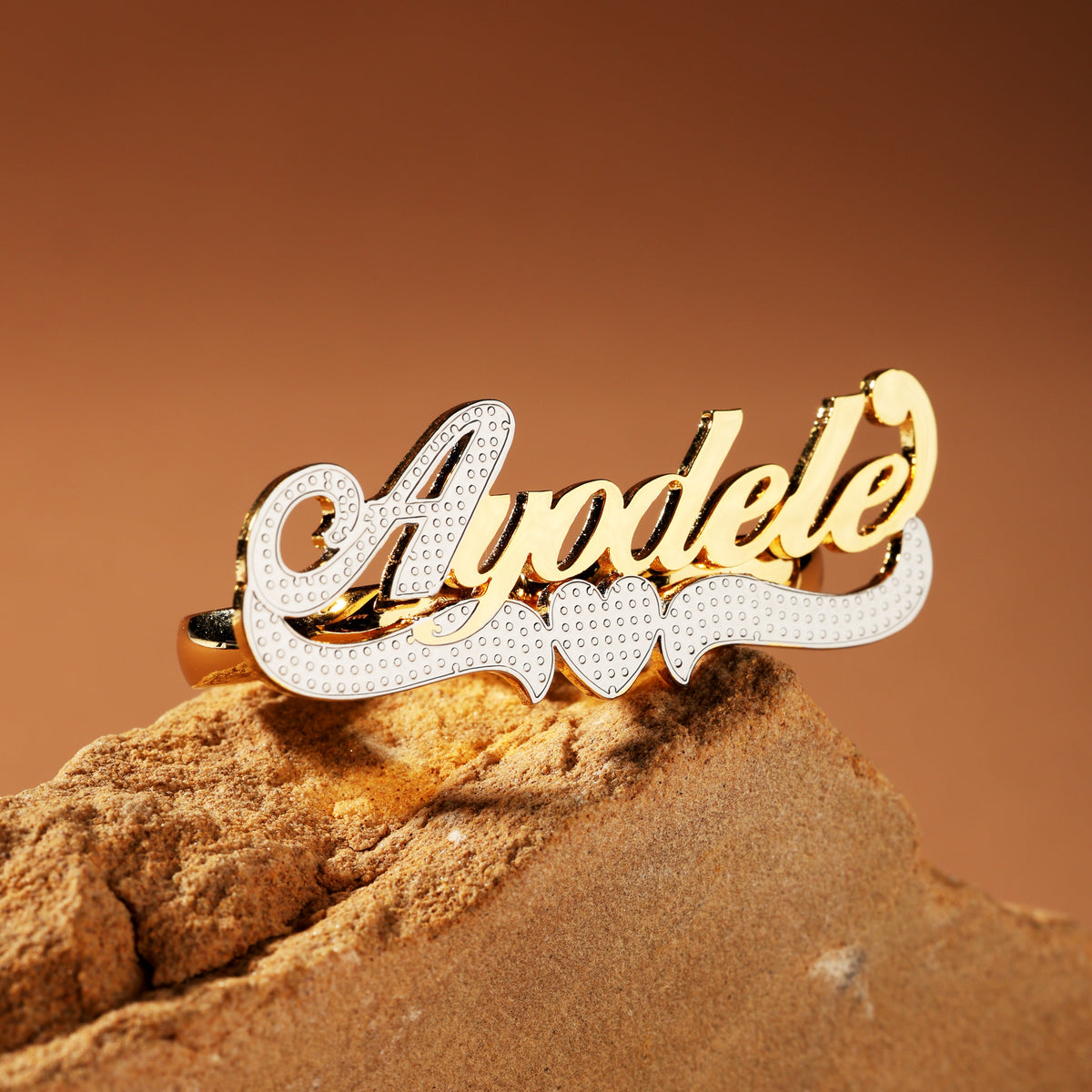 Custom Name Ring - Personalized Heart Design