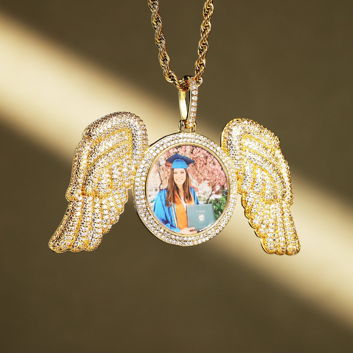 Iced Custom Wings Picture Pendant