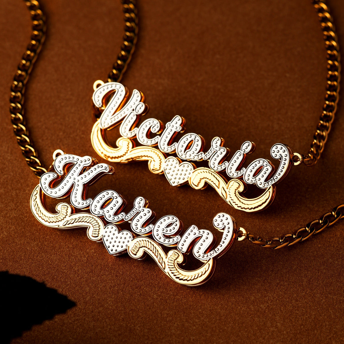 Double Plated Swiped Name Necklace