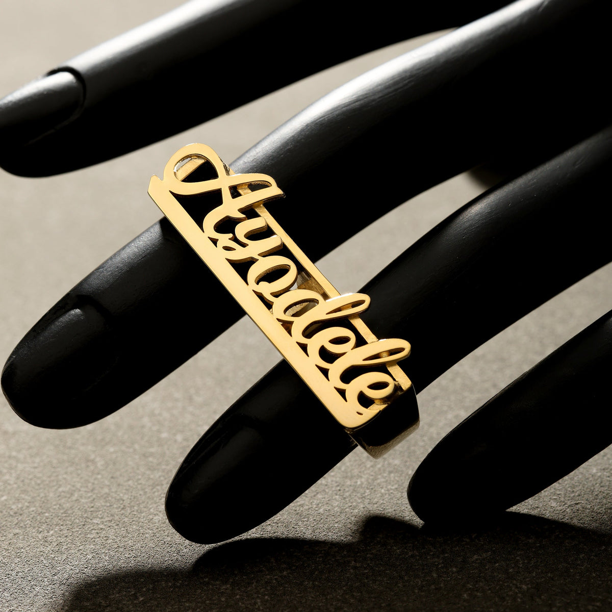 Two Finger Script Name Ring