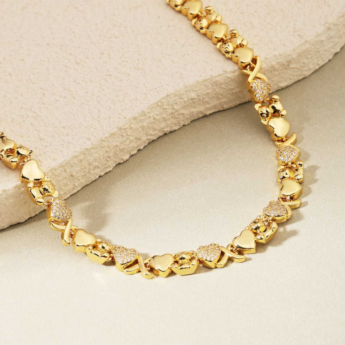 Bear Hug Heart Diamond XO Necklace