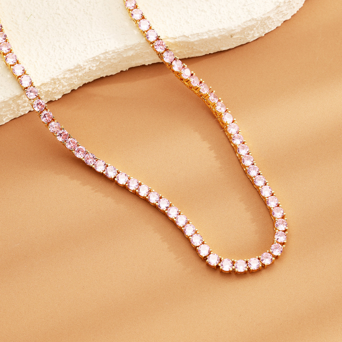 4MM Pink Ice Out Tennis Chain