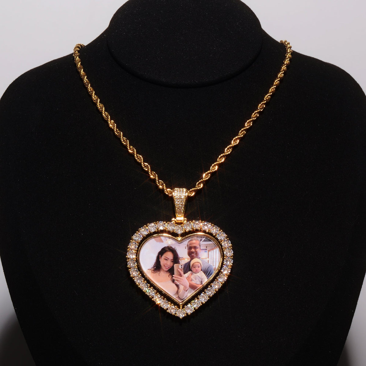 3D Heart Shaped Custom Rotating Picture Pendant