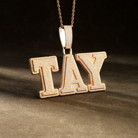 Custom Big Letter Name Pendant 18K Gold