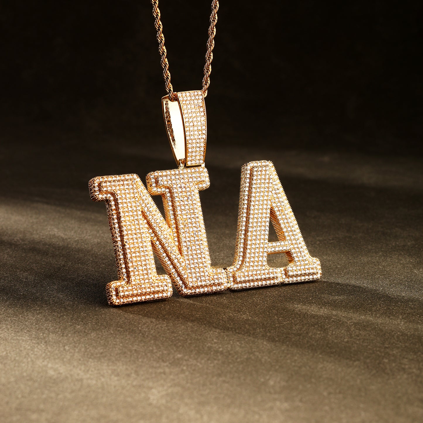 Custom Big Letter Name Pendant 18K Gold