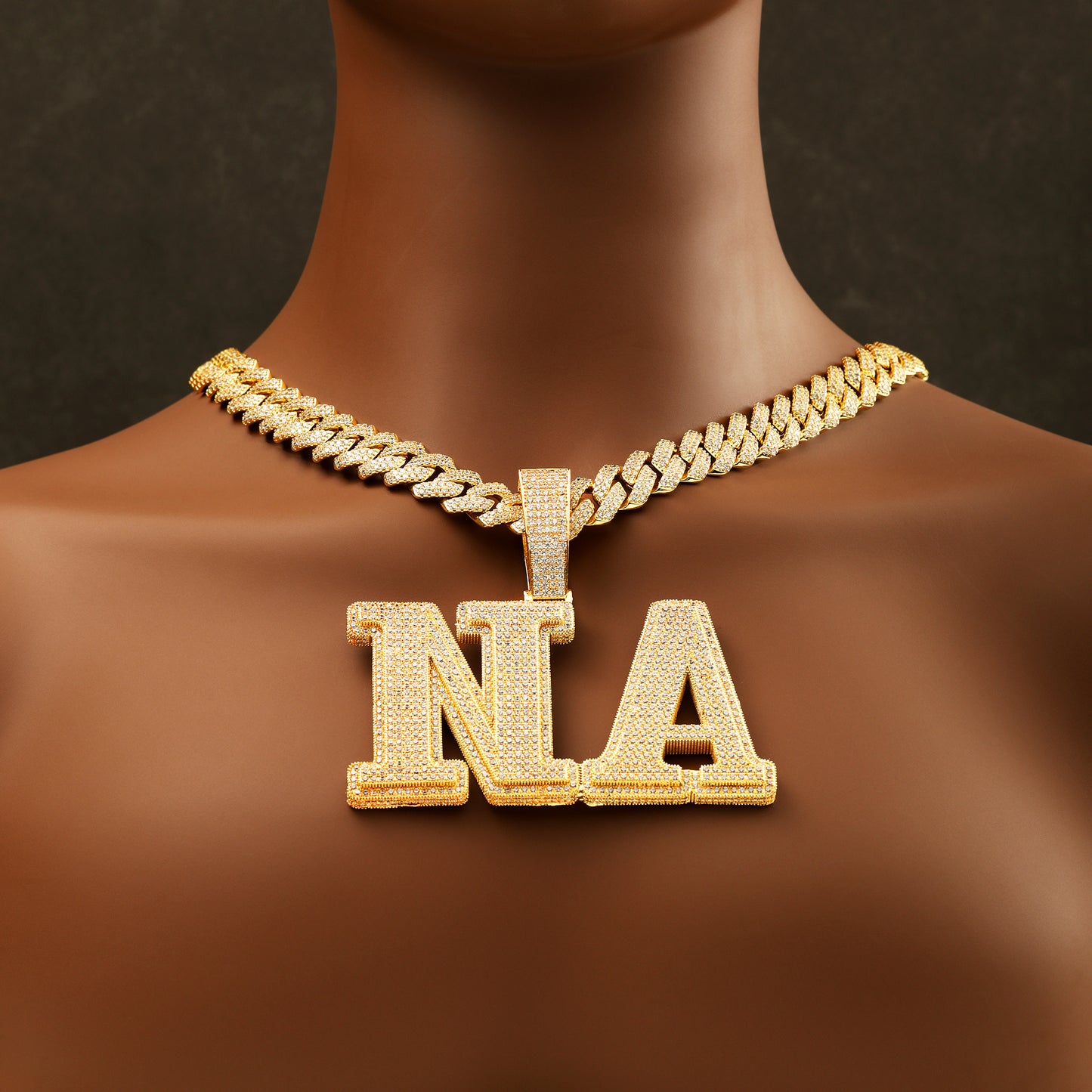 Custom Big Letter Name Pendant 18K Gold