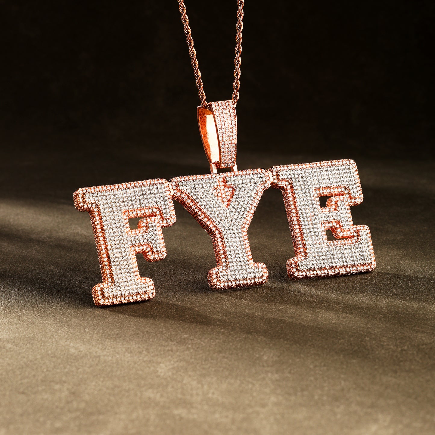 Custom Two Tone Big Letter Name Pendant