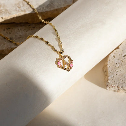A-Z Letter Heart Shaped Initial Pendant Necklace