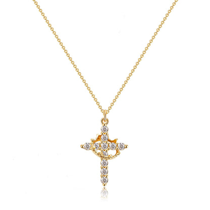 Cross Crown Rotatable Necklace