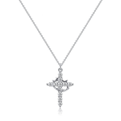 Cross Crown Rotatable Necklace