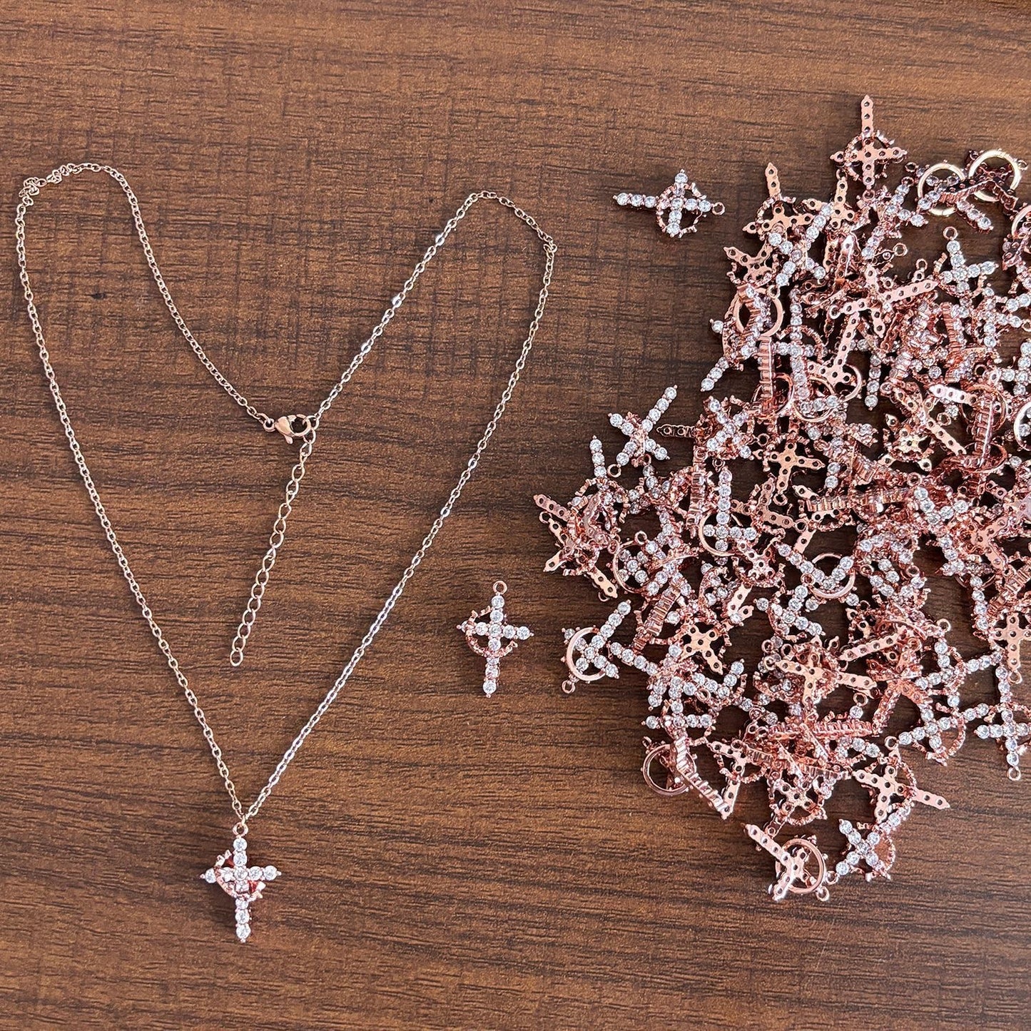 Cross Crown Rotatable Necklace