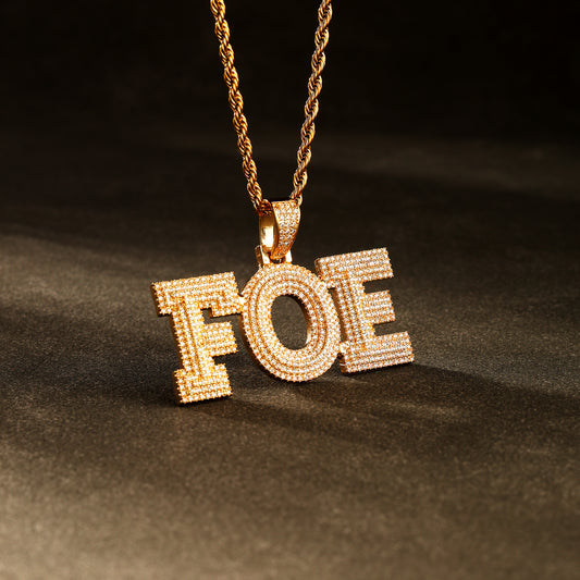 Custom Micro Pave Letter Name Necklace 18K Gold