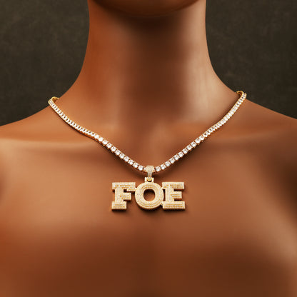 Custom Micro Pave Letter Name Necklace 18K Gold