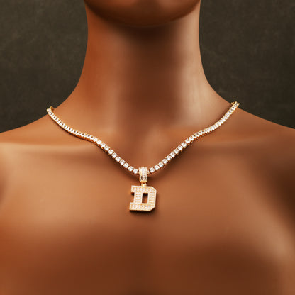 Custom Baguette Cut Letters Name Pendant 18K Gold