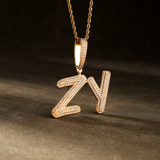 Custom Script Letter Pendant 18K Gold