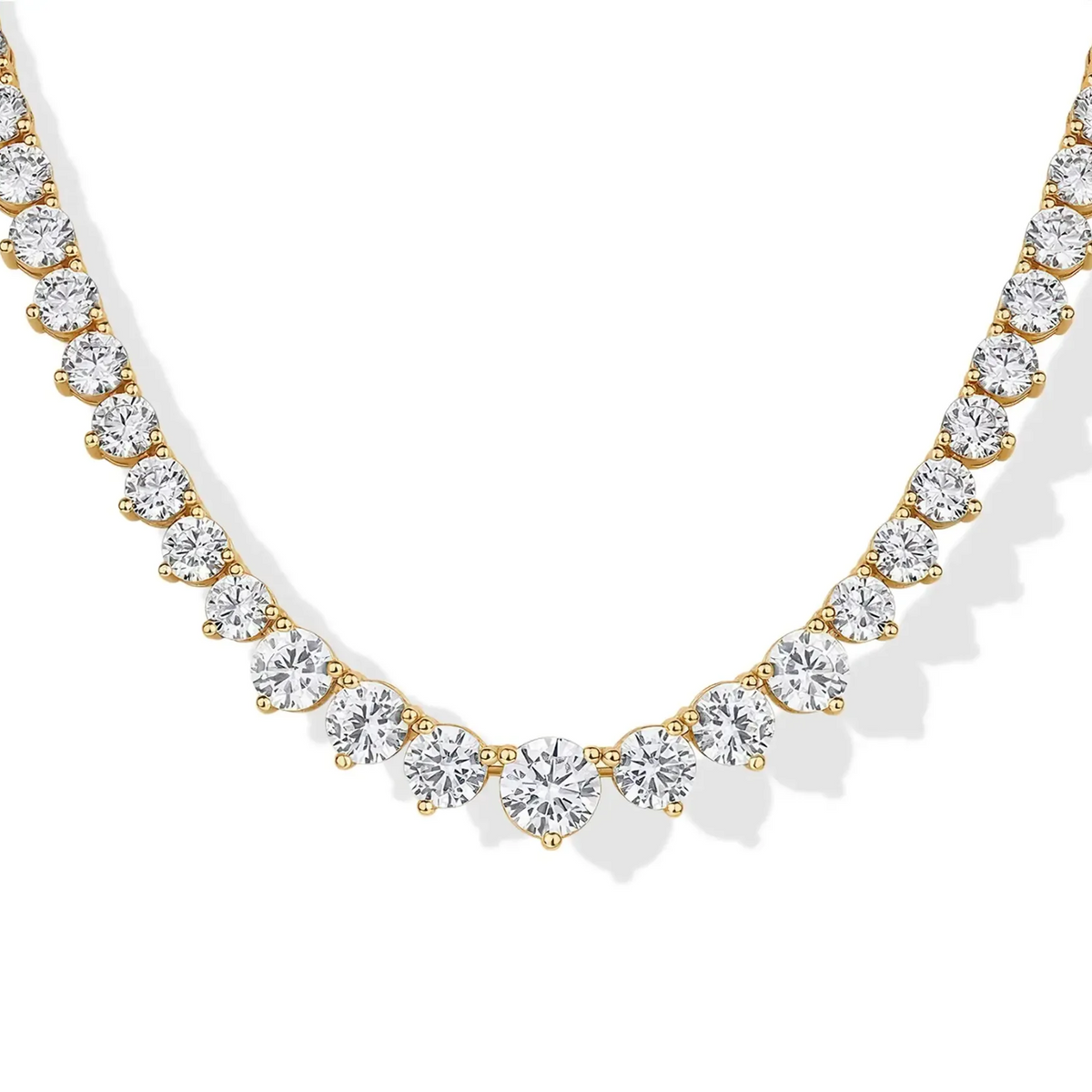Graduated Gradient CZ Gold Chain Bridal Statement Tennis Necklace
