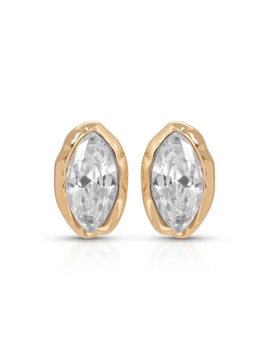 Luxe Mini Stud Earrings | 18K Gold Plated Dainty CZ Studs with Clear Gemstone