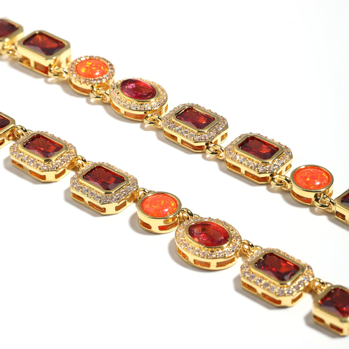Sunrise Glow Red Gemstone Anklet