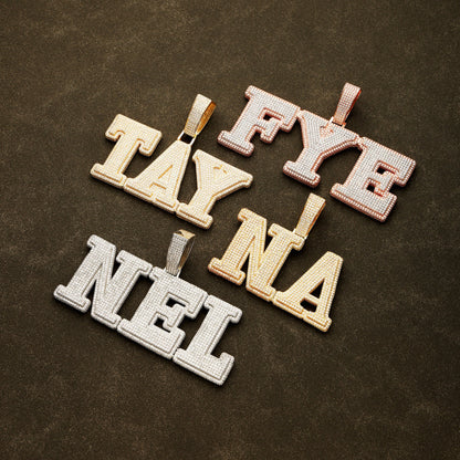 Custom Two Tone Big Letter Name Pendant