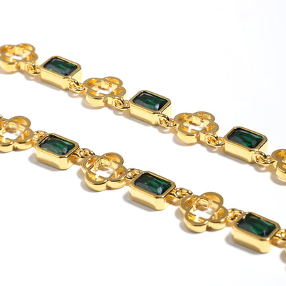 Green Gemstone Clover Necklace