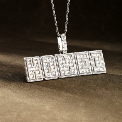 Custom Letter Baguette Two Layer Necklace White Gold