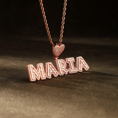 Custom Baguette Letter Necklace Rose Gold