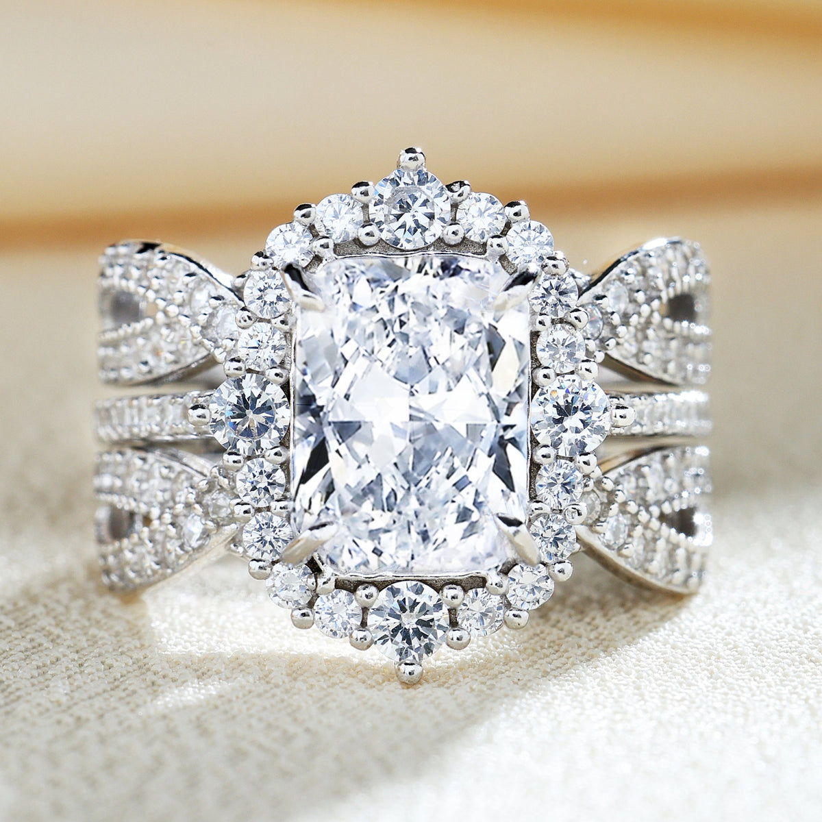 Vintage Halo Radiant Cut Insert Ring