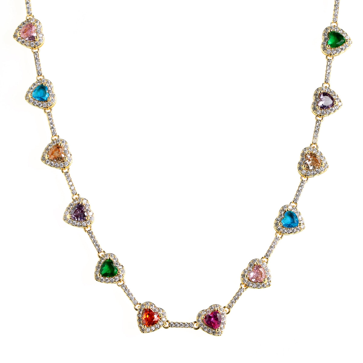 Heart Shaped Colorful Synthetic Decorated Necklace Set