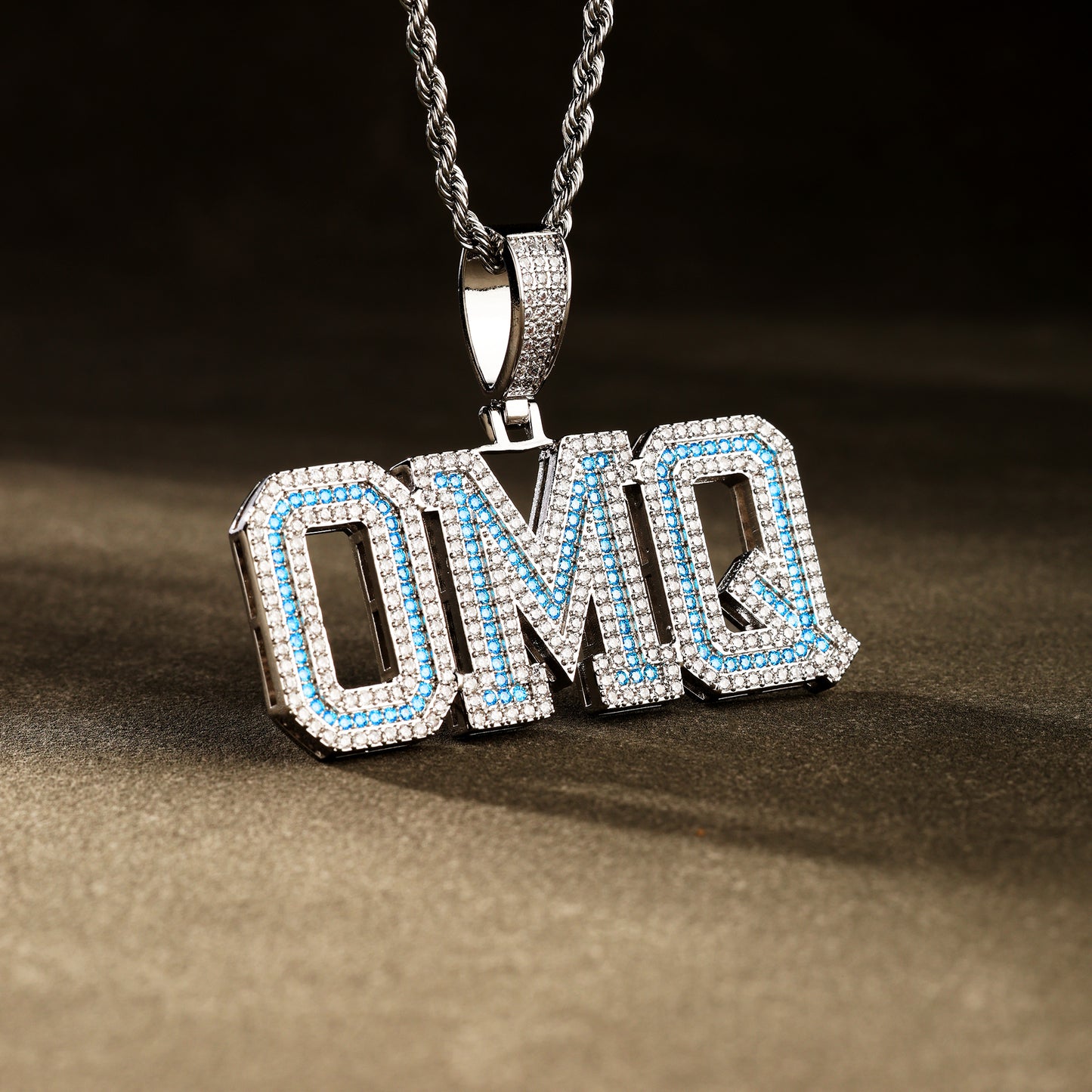 Custom Letter Name Necklace White&Blue Gold