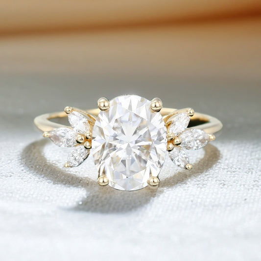 Yellow Gold Oval Moissanite Engagement Ring