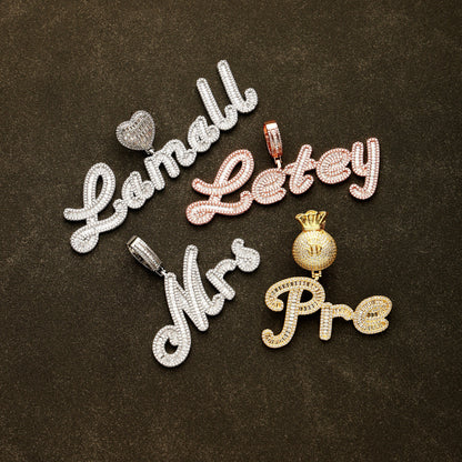 Customized Calligraphy Letter Necklace White Gold