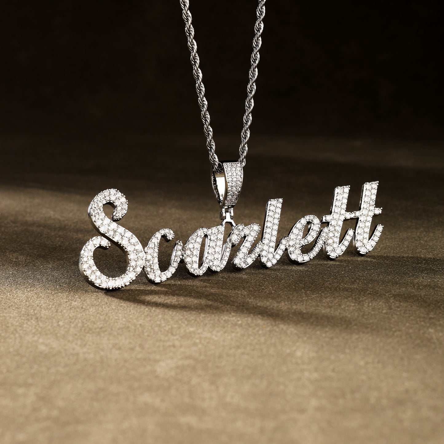 Custom Letter Name Necklace White Gold