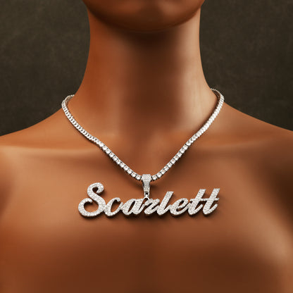 Custom Letter Name Necklace White Gold