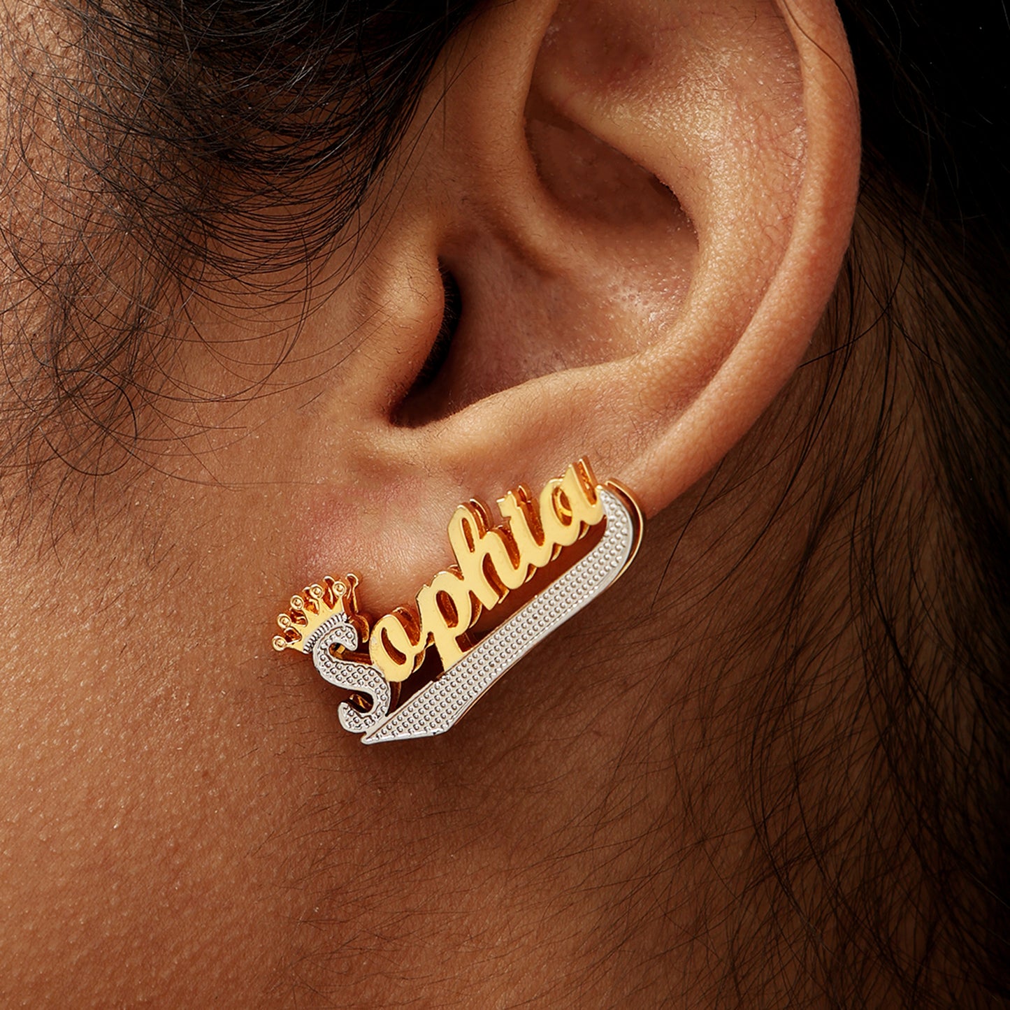 Crown Name Stud Earrings