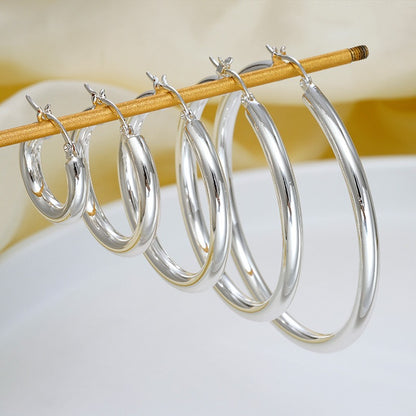 4mm Chunky Gold Hoop Earrings - Lightweight Hollow Tube & Hypoallergenic | Big Statement Hoops for Women (20-70MM)