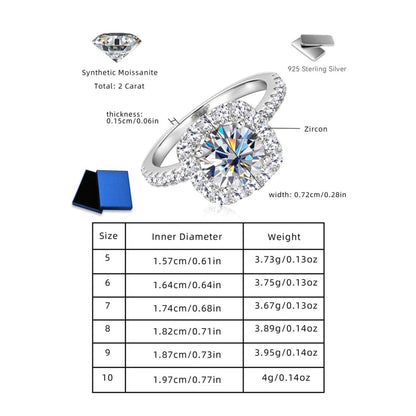 S925 Sterling Silver Synthetic Moissanite Ring