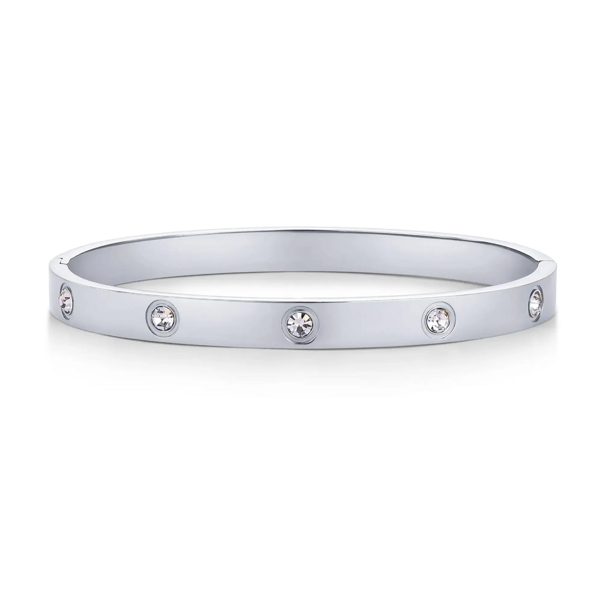 Gold Plated Hinged Cuff with Cubic Zirconia Fashion Trend Jewelry Waterproof Love Bangle Bracelet for Women