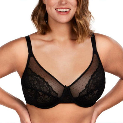 Enchante Floral Lace Unlined BreathableMesh Comfort Non-padded Full Coverage PlusSize Adjustable Straps Underwire Bra