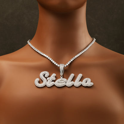 Custom Letter Pendant Necklace White Gold