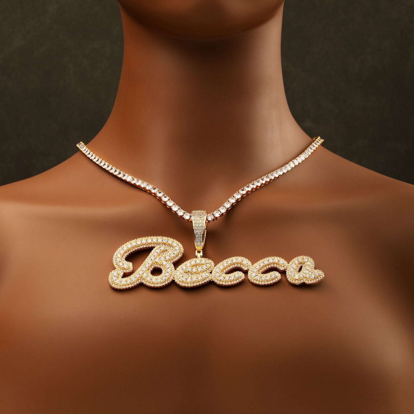 Custom Letter Pendant Necklace 18K Gold