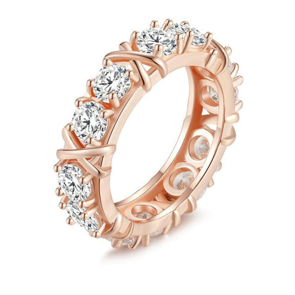 Two-color ring with gold zircon inlaid fashionable temperament ring