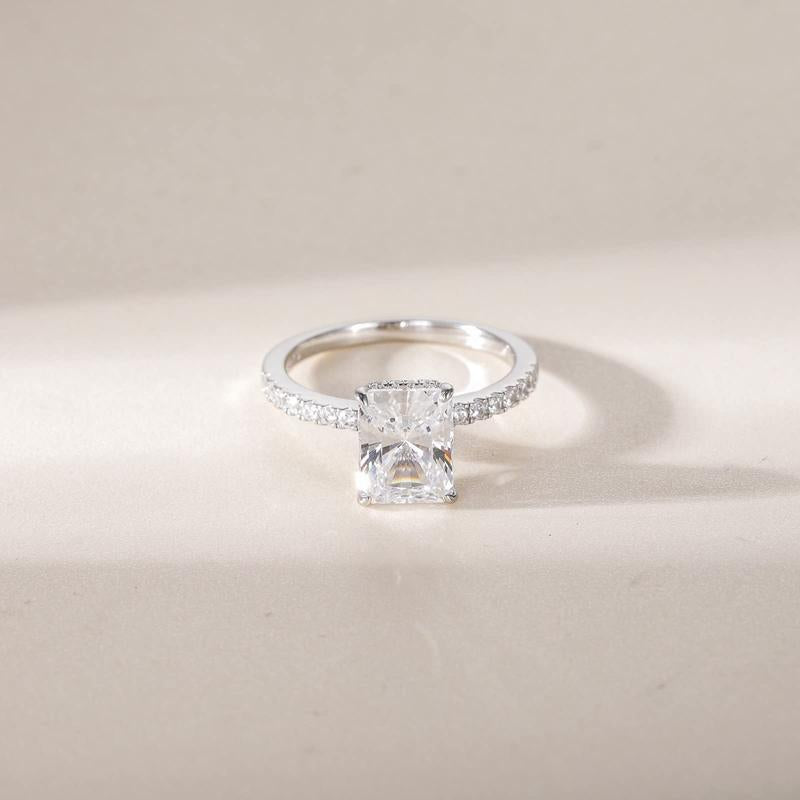 3CT Radiant Cut Wedding Promise Rings for Women