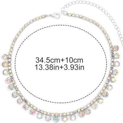 Silver Rhinestone Choker Necklace Dazzling Crystal Row Necklace Party & Evening Jewelry