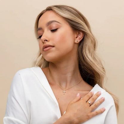 Elegant Gold Cross Pendant Necklace Minimalist Christian Faith Gold Jewelry