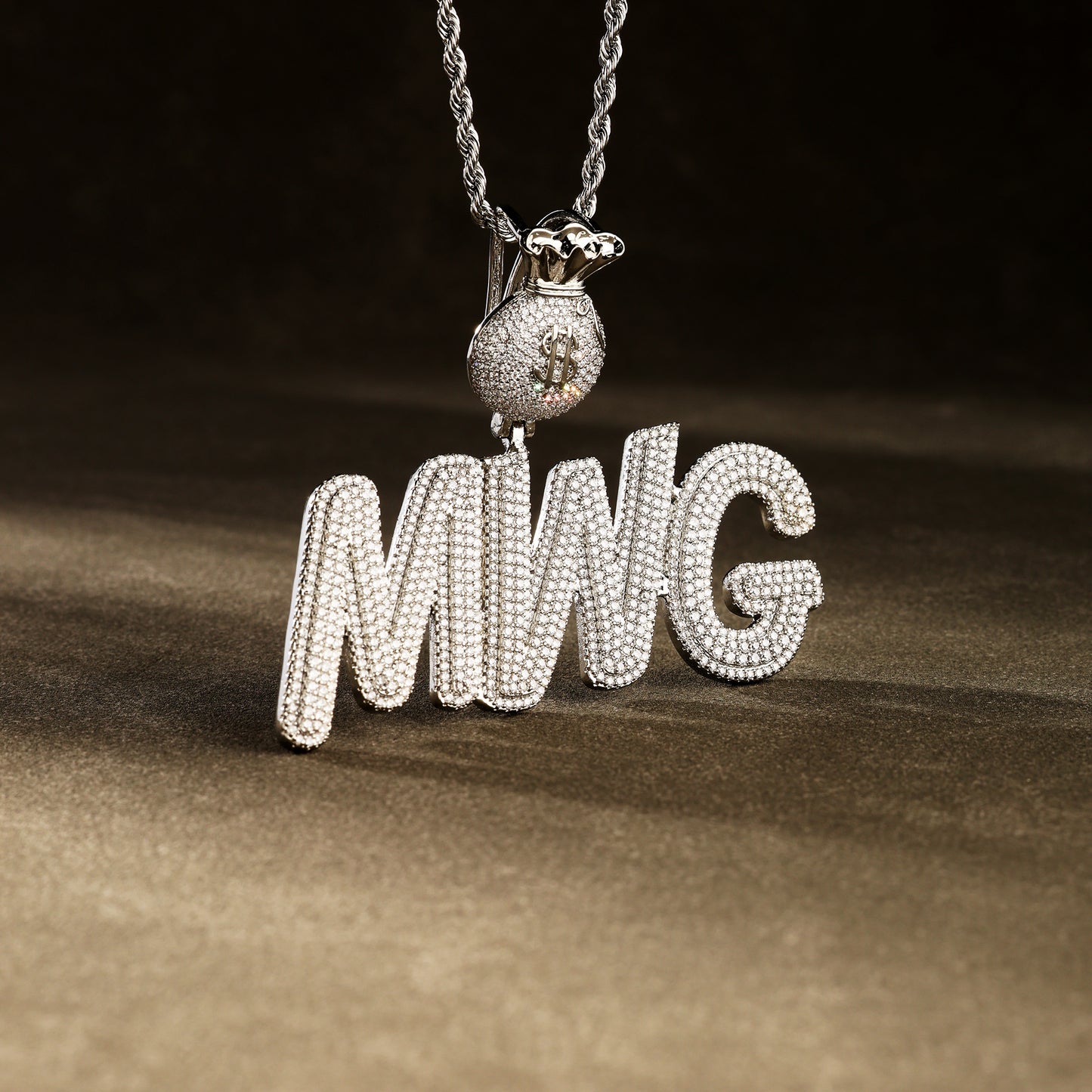 Custom Cursive Letter Name Necklace White Gold