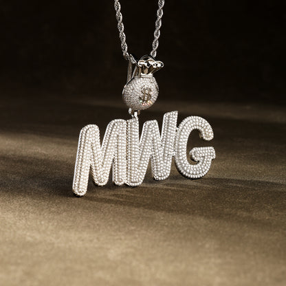 Custom Cursive Letter Name Necklace White Gold